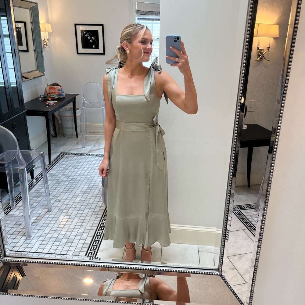 Show Me Your MuMu Claire MIDI Dress Color Moss Green Bridesmaid Dres